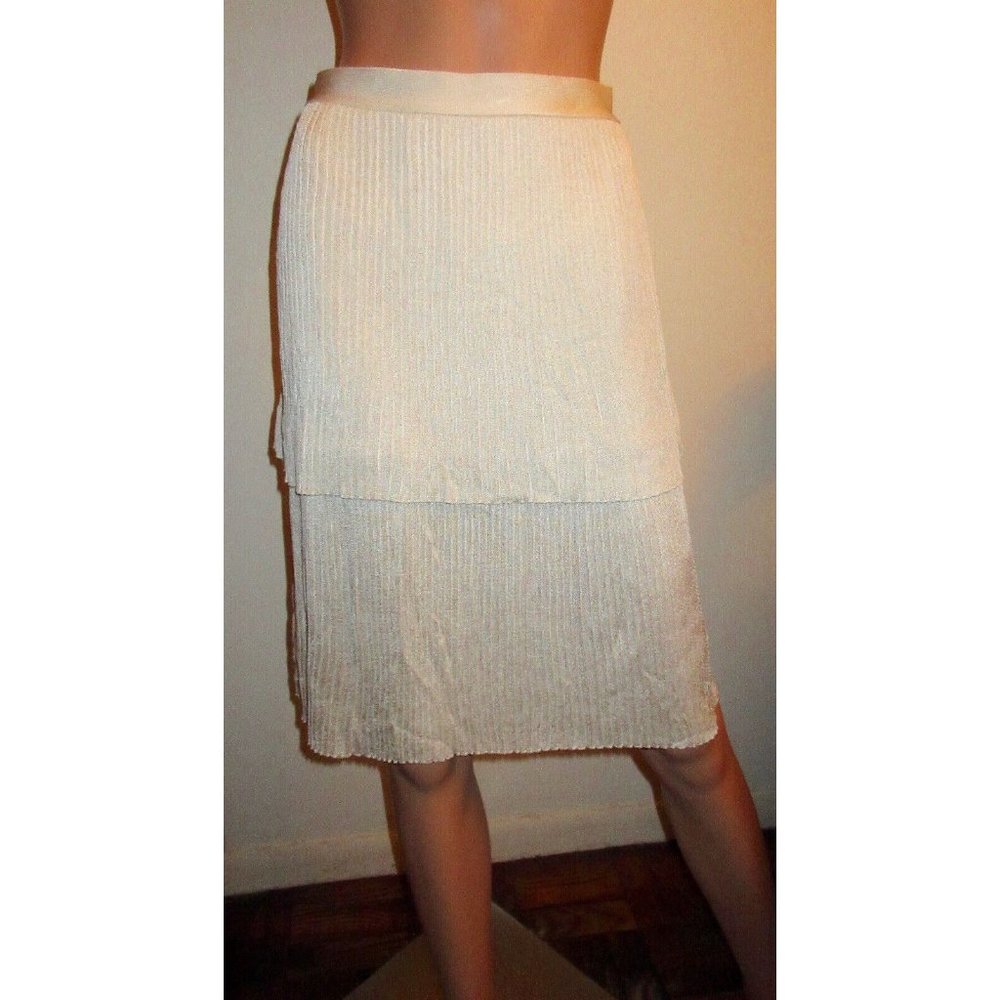 NWT Wolford Josy Skirt S Double Tiered Rayon Rice Light Cream Beige